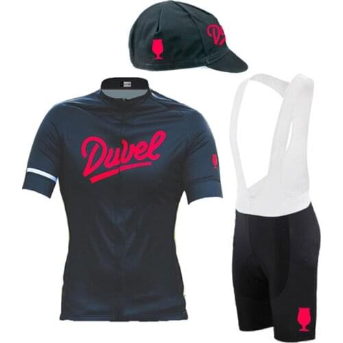 Duvel Black Cycling Jersey Set Beer Cool Summer Road Bike Wear Cap Bib Shorts Mtb Jersey Maillot Ciclismo Hombre