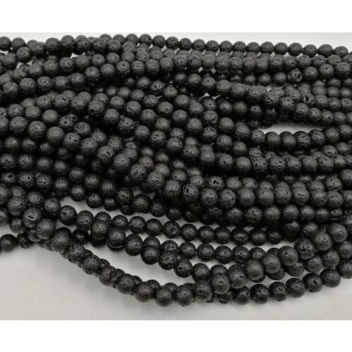 Round Black Volcanic Lava Stone Beads Natural Stone Beads and Beads for Jewelry Making DIY Bracelet Necklace Jewelery Strand 15"