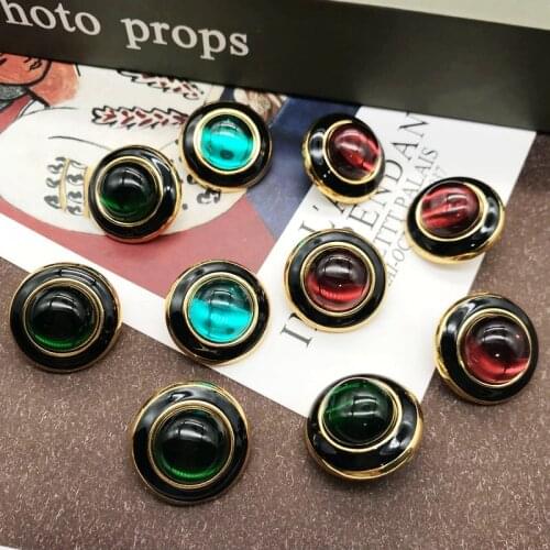 Statement Earrings Translucent Colorful Round Black Enamel Ear Accessories For Party Nous Jewelry