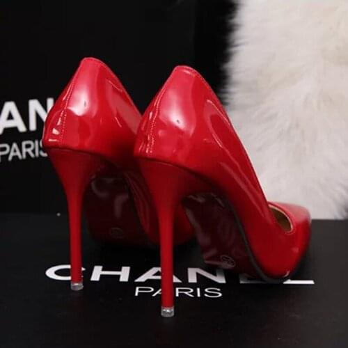 Summer new pointed nude color 10cm high heels fashion patent leather shallow mouth comfortable high heels