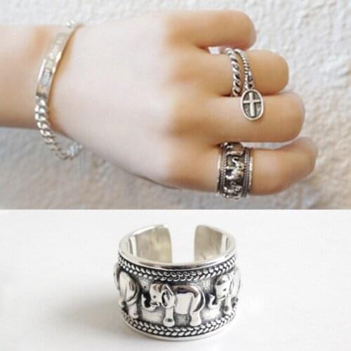 Personality Gothic Boho Elephant Rings For Women Lady Charm Engagement Jewelry Girls Open Finger Knuckle Rings 2021
