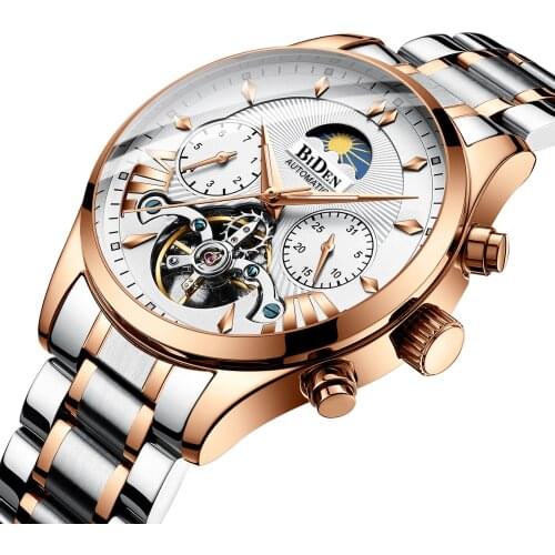 Mens Watches Mechanical Automatic Self-Winding Stainless Steel Luxury Waterproof Dial Wrist Watches for Man