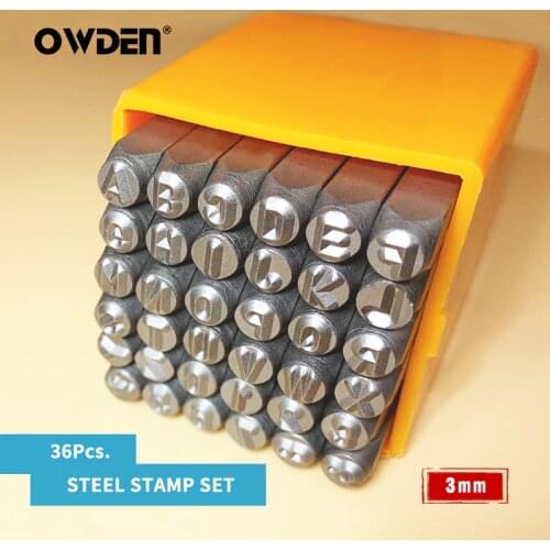 OWDEN 36Pcs Steel Metal Stamp Set Number and Letter Punch Tools 3mm
