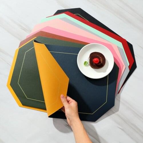 Nordic ins Western Placemat oil-proof Table Mat pvc Plate Mat Solid Color Double-layer Square Leather Placemat