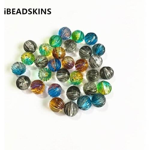 New arrival! mix color 12mm 480pcs/lot clear Acrylic double color round stripe pumpkin Beads for Jewelry DIY (Design as shown)