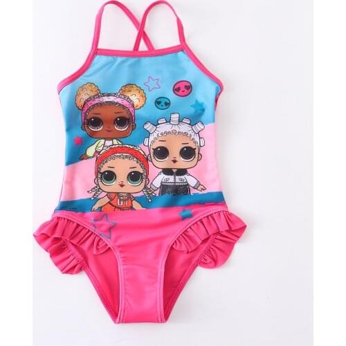 1-7 Years Girls Swimsuit 2021 New One Piece Swimwear LOL Style Childrens Swimwear Unicorn One Piece Swimsuit RT15