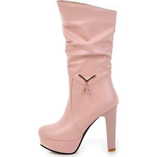 Sexy Super heel Middle tube Women Boots Coarse heel Waterproof Korean Edition winter New pattern fashion Chivalry boots 34-43