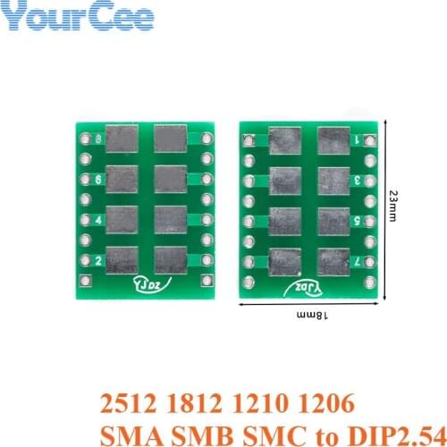 10pcs SMD to DIP Adapter Converter Plate Board 2512 1812 1210 1206 SMA SMB SMC to DIP 2.54MM Patch Turn DIP Adapter Board