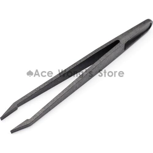 Portable Black Straight Bend Anti-static Plastic Tweezer Heat Resistant Repair Tool 93305