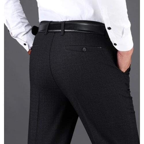 Casual Pants Men New Business Fashion Straigh Trousers Male Brand Cotton Slim Fit Baggy Black Office Pant Plus Size