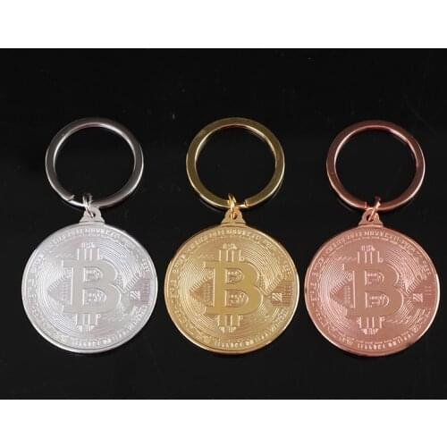 Plated Bitcoin Keychain Bit Coin Coin Key Chain Collectible Physical Metal Coin