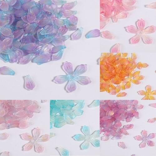 10Pcs/Pack Of Jasmine Petals Colorful Glass Beads Antique Hairpin Decoration DIY Handmade Accessories Sprinkled Gold Materials