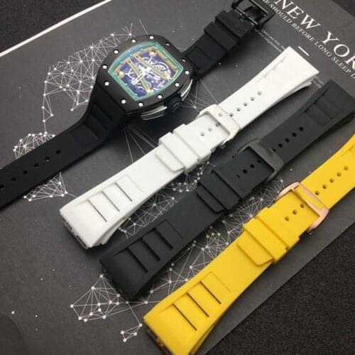 Round Hole Colored Soft Silicone Strap For Richard Mille 25mm Watch Replacement Sweatproof Fashion Durable Waterproof Watchbands