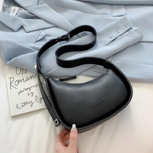 Luxury Designer Fashion PU Leather Shoulder Baguette Bag for Women 2021 New Casual Zipper Messenger Crossbody Bags Lady Handbags