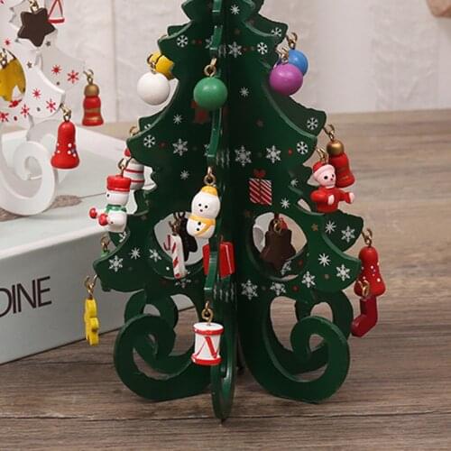 Christmas Tree Childrens Handmade DIY Stereo Wooden Christmas Tree Scene Layout Christmas Decorations Ornaments