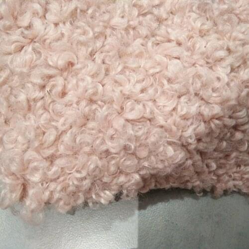 Pink,White,Faux Sheep Curly Faux Wool Fur Fabric Warm Clothing Lining DIY Coat Doll Bag Hat Cloak Cape