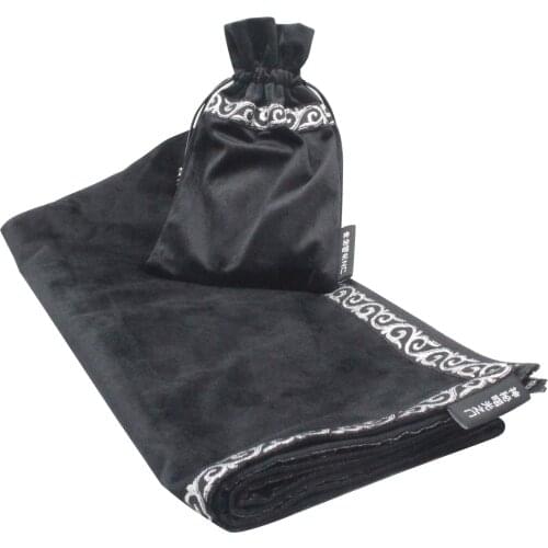 Tarot Tablecloth Altar soft Tarot Cloth Flannel Twelve Witch Board game Astrological Divination Wicca table cloth with bag black