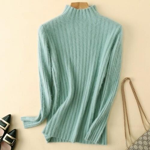 Super Warm 100% Mink Cashmere Sweaters And Pullovers Women Winter High Elasticity Soft Jumper Turtleneck Female Slim Pullovers