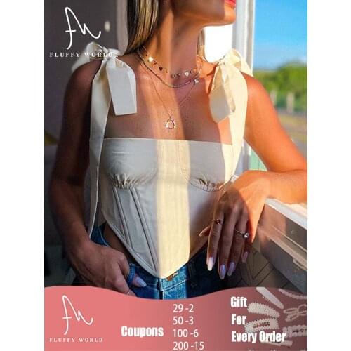 Summer Women Sexy Ruffle Camis Crop Tops Bow Tie Bustier Corset Sleeveless Silky Strappy Top Cropped Club Party Outfits Elegant