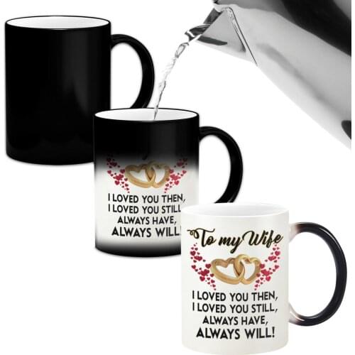 Magic Mug Hot Water Change Color Ceramic Cup Creative Valentines Day Thermal Color Change Birthday Creative Gift Present#g30