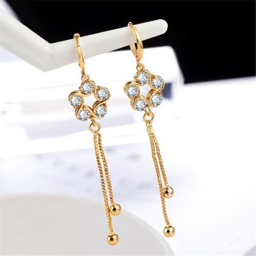 WQQCR New fashion jewelry accessories gold color chain star design earring best gift angle for girl lover wholesale