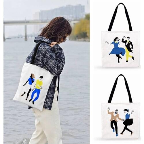 Ladies Shoulder Bag I Love Dancing Art Sketch Painting Print Tote Bag For Women Casual Tote Outdoor Beach Bags Shopping Bags