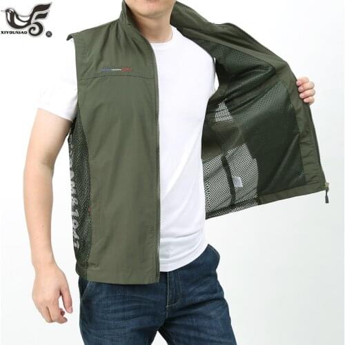 Mens Fishing Vest New Summer Quick Dry Outdoor Travel Photography Sleeveless Jacket Sport Hiking Life Vest Men Hunting Clothing