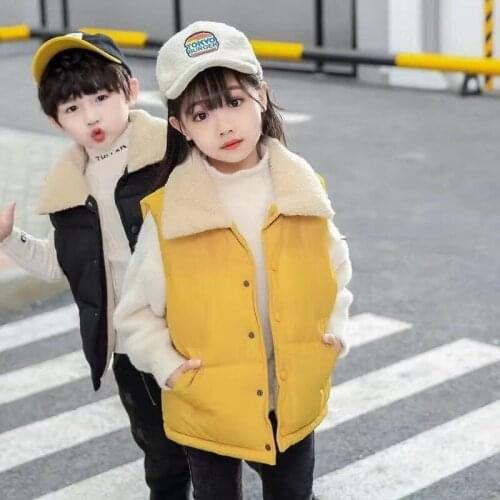 Winter Kids Thick Down Vest Girls Warm Waistcoat for Boys & Girls Solid Outwear Children Sleeveless Vests Fashion Clothes J212