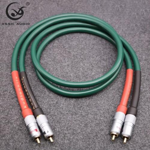 1 pair 2 RCA to 2 RCA XSSH Audio HIFI FA-220 PVC case 2 core Pure Copper OFC PCOCC Double RCA Audio Cable Cables Wire Line