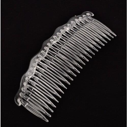100pcs 12.5x5cm handmade comb 24tooth plastic headwear hair accessories women transparent white clear plastic hair comb findings