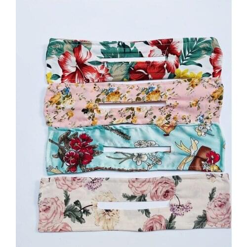 12pcs Women Elegant Tie-Dyed Floral Print Deft Bun DIY Hairstyle Making Hold Long Tools Bow Headband Hairbands Fashion Headwear