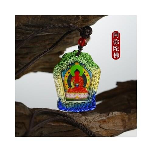 3PCS #GOOD -Buddhist pocket travel efficacious Mascot # Amitabha the Medicine Avalokitesvara Buddha Crystal Pendant Amulet