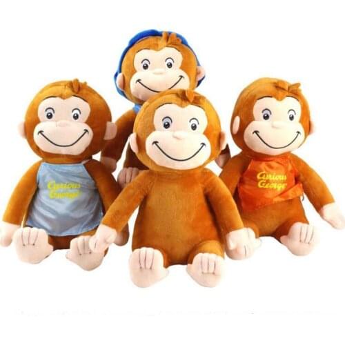 30cm 4 STYLE Curious George Plush Doll Boots Monkey Plush Stuffed Animal Toys For Kids Christmas Gifts