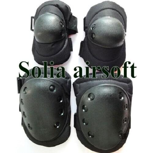 4pcs/pack Cycling Tactical sport outdoor Knee Pads and Elbow Pads Protection Gear Set Black