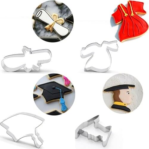 4pcs Graduation Cookie Cutter Set Stainless Steel Holiday Party Decor Pastry Cookie Cake Tools Kitchen Baking Mold Accessories