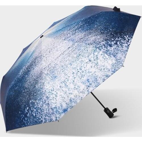 Abstract Sun Automatic Women Umbrella Rain UV Protection Sun Umbrella Folding Strong Sunscreen Travel Umbrella Outdoor A6A