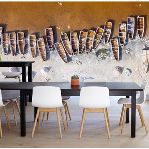 Bacal Custom 3D Photo Wallpaper Balcony Sandy Beach Ship Boat Sea View 3D Sofa TV Background Wall Mural Wallpaper Home Decor