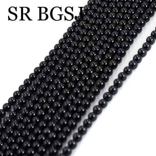 Free Shipping 4mm New Arrival Round Black Agat Gems Natural Stone Beads Strand 15"