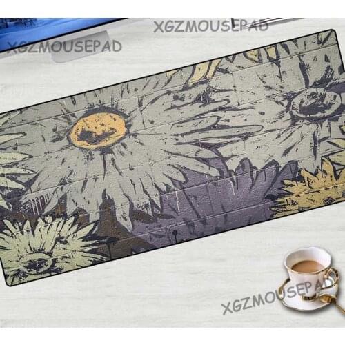 XGZ Landscape Large Mouse Pad Black Lock Edge City Street Graffiti Table Mat Sunflower Print Washable Fabric Non-slip Bottom
