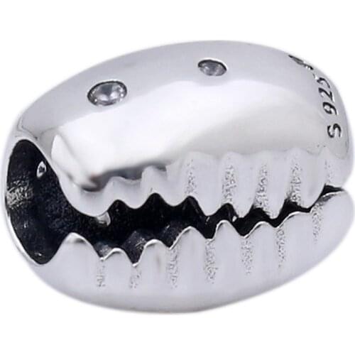 Original Vintage Coffee Bean Shell With Crystal Beads Fit 925 Sterling Silver Bead Charm Bracelet Bangle Diy Jewelry