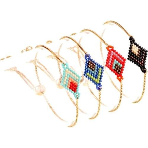 Rice Bead Bracelet Female Geometrical Design is braided by Hand Pull Type Fine Bracelet Jewelry