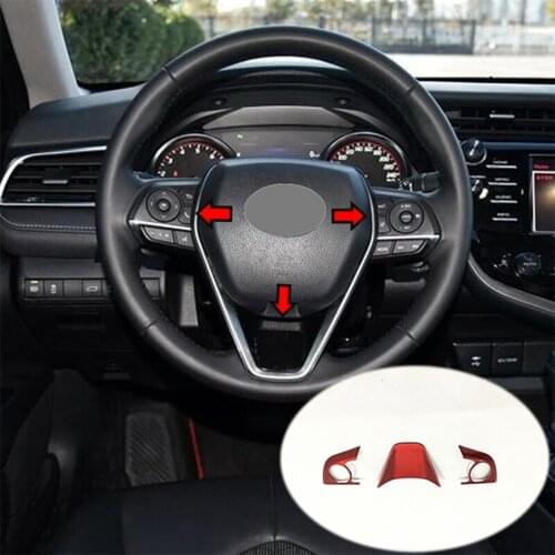 ABS Plastic Chrome For Toyota Camry 2018 accessories Car styling Car Steering wheel Button frame cover Trim