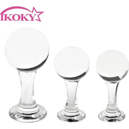 IKOKY Prostate Massage Anal Plug Crystal Glass Erotic Female Masturbation Vagina Ball Sex Products Sex Toys for Women