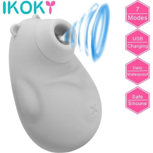 IKOKY Vagina Nipple Sucker Cute Bear Sex Toys for Women Clitoris Stimulation Powerful Oral Licking Sucking Vibrator 7 Modes