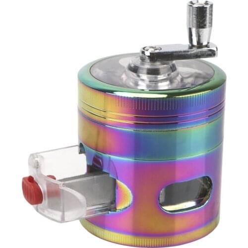 Hand Cranked Clear Top Grinder Smoke Crusher Crusher Crank Pollinator 4 Layers Herb Grinder Spice Grinder With Drawer
