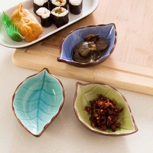 OTHERHOUSE Leaf Shape Ceramic Plate Seasoning Sauce Dish Snack Desser Plates Sushi Dishes Flavor Tray Kitchen Tableware Saucer