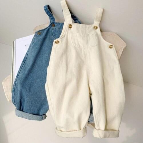 Toddler Baby Jumpsuits Girls Overalls Loose Denim Trousers Spring Autumn Clothes Boy Children Jeans Kids Straps Pants 3-13Y
