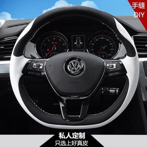 For Volkswagen Tayron Tharu Tange Lavida CC Passat Polo Customized Hand-sewn Leather Car Steering Wheel Cover Car Accessories
