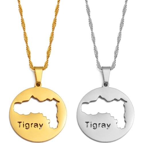 Anniyo Round Tigray Region Ethiopian Pendant and Necklaces Gold/Silver Color African Jewelry for Women Girls #251721