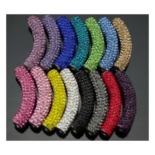 Fasion best clay black white red mixed multi color long bending tube crystal crystal beads Wholesale